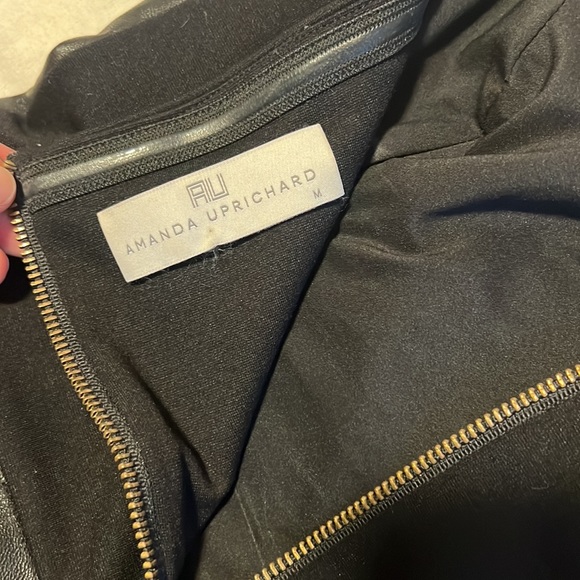 Amanda Uprichard Black Strapless leather taffeta peplum top - Picture 4 of 4